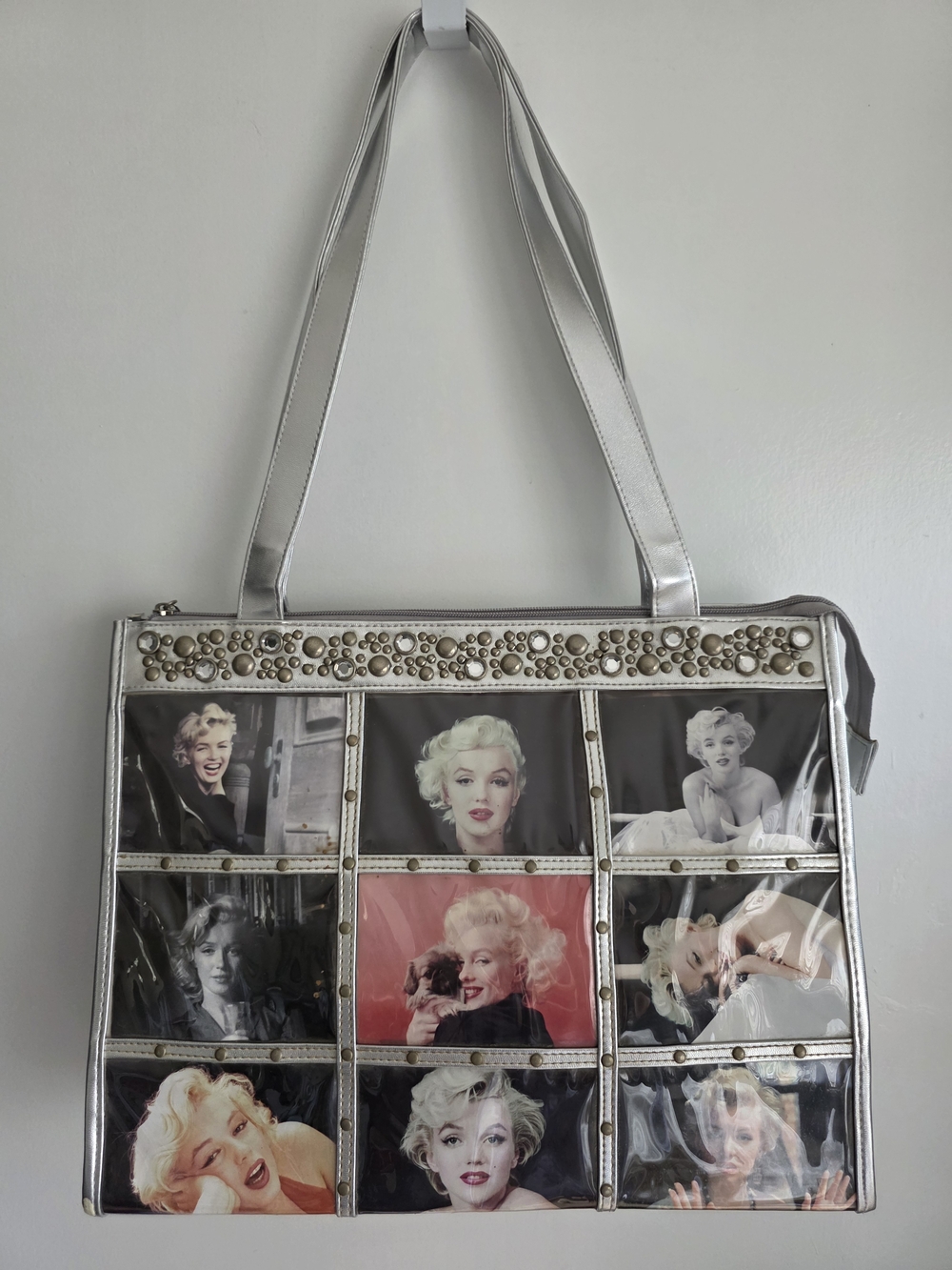 Ashley Mason Silver Photo-Grid Marilyn Monroe Shoulder Bag